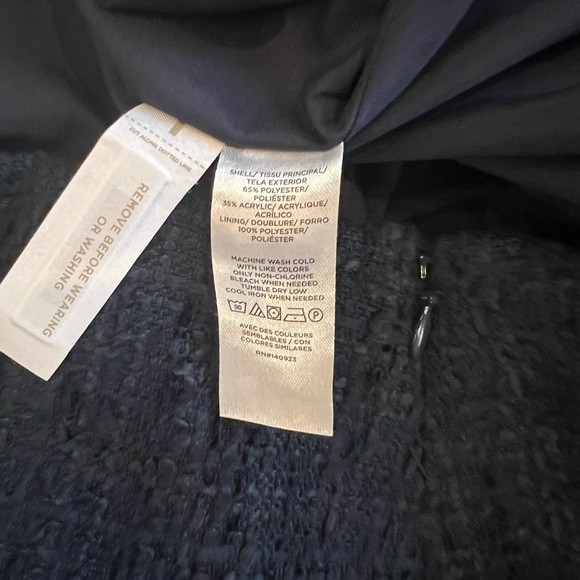 NWT LOFT Tweed Button Trim Navy Mini Wrap Skirt Size 10 - Picture 6 of 8